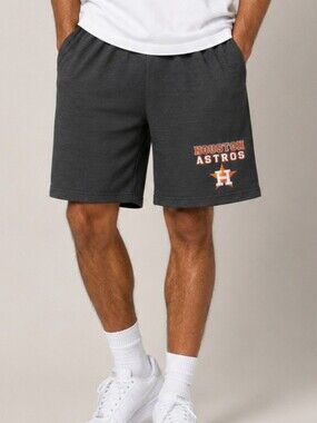 Houston Astros Mens Small Charcoal Heather Knit Pockets Lounge Shorts Baseball